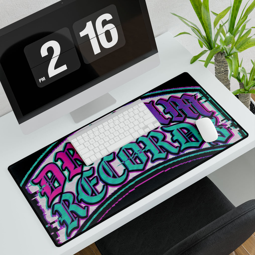 Dream Records Retro Gothic Desk Mat – Neon Vaporwave Gaming Mousepad