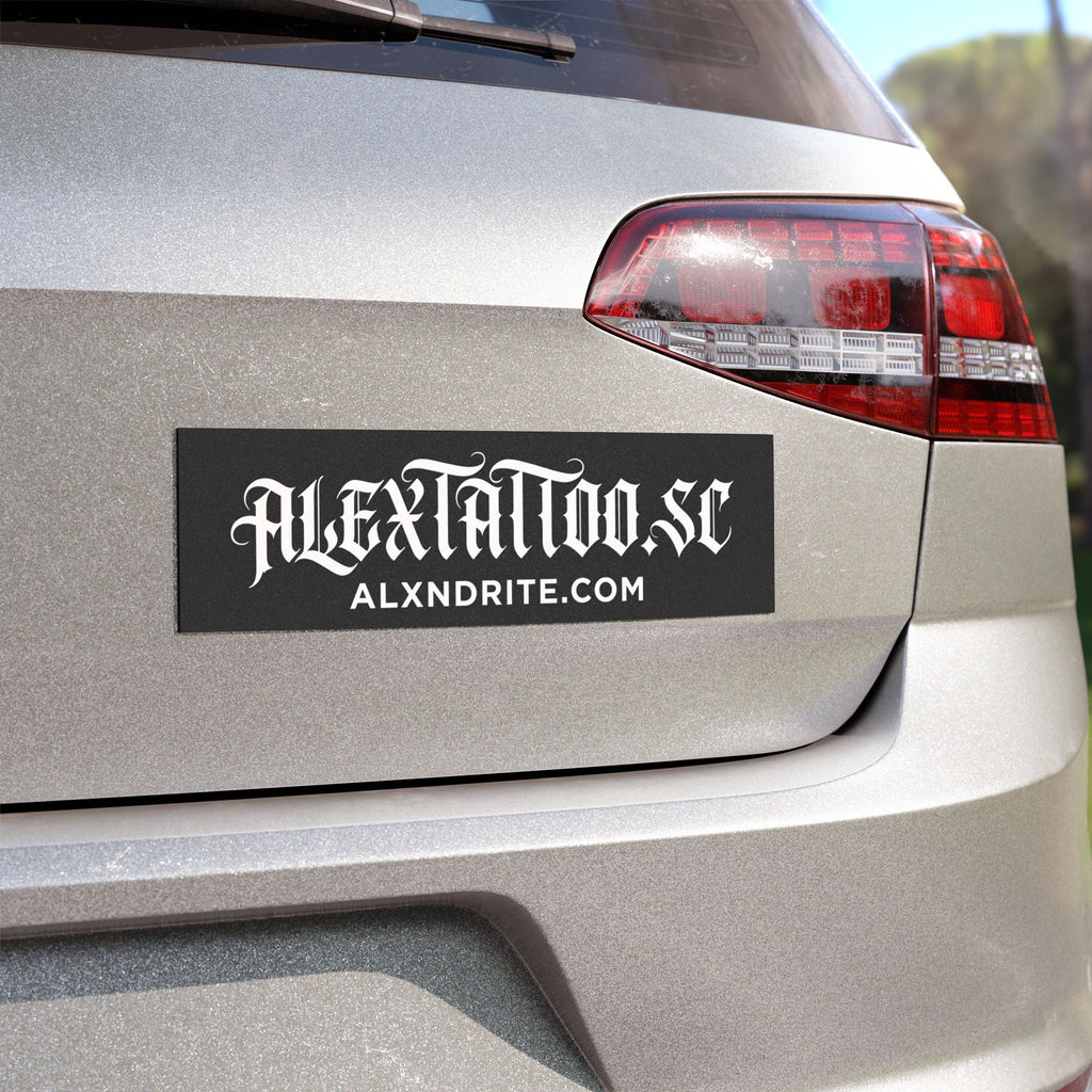 Car Magnet — Gothic Logo 'ALEXTATTOO.SC' with Website URL