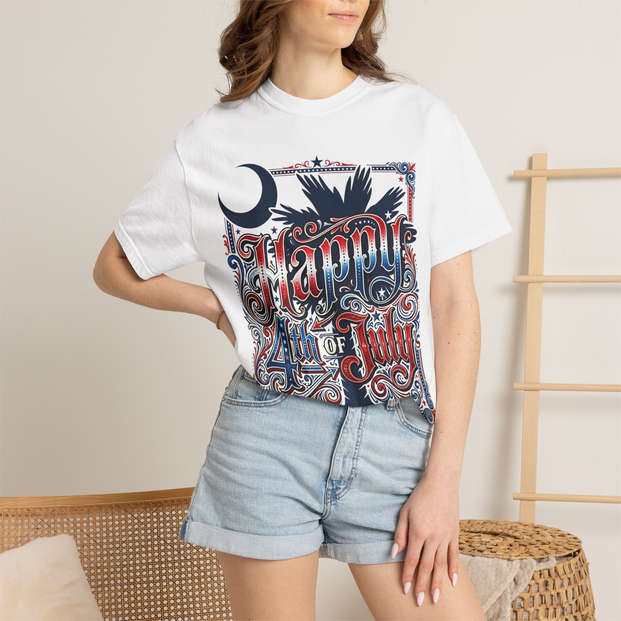 4th of July T-Shirt – Vintage Patriotic "Happy 4th of July" Graphic Tee