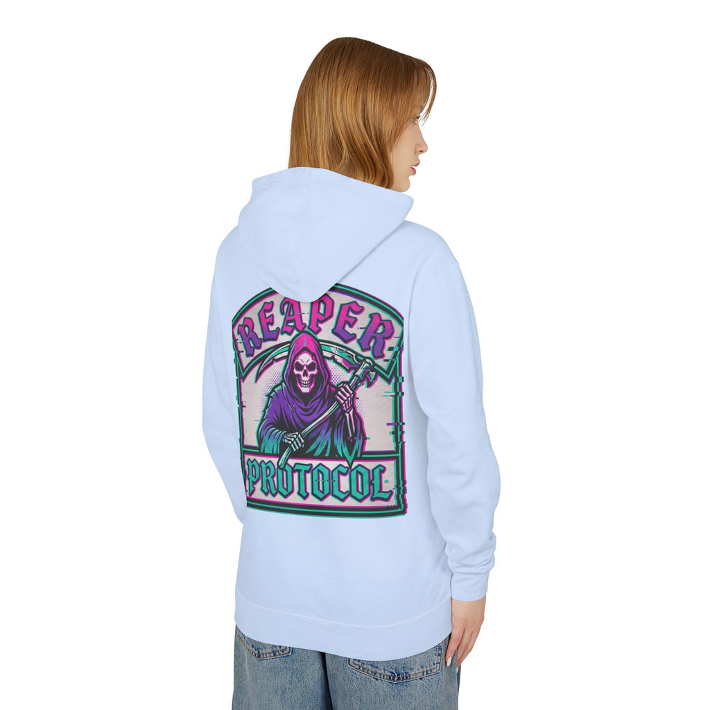 Dream records Reaper Protocol Hoodie — Gothic Rose Skull Graphic Pullover