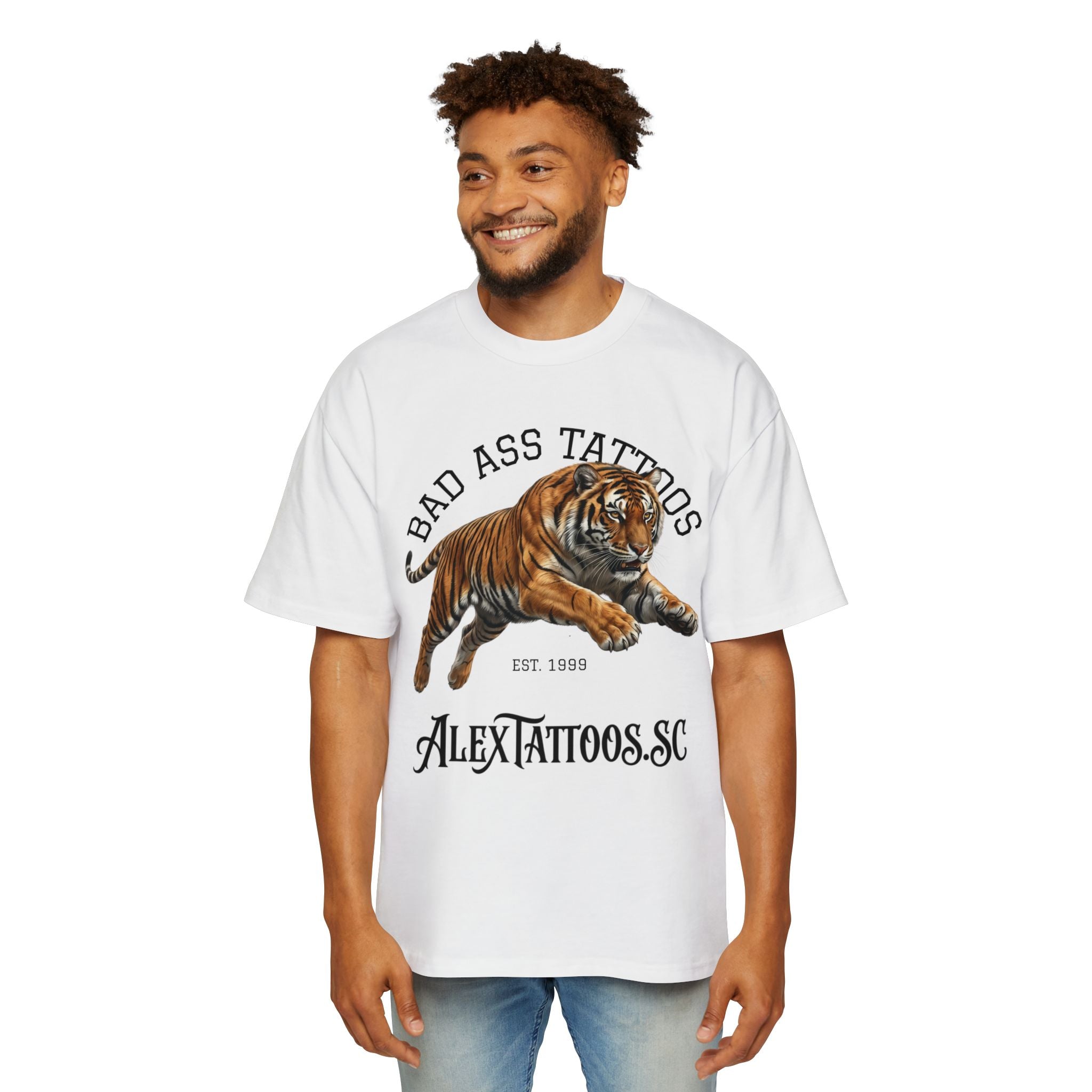 Tiger Tattoo Shop Tee — "Bad Ass Tattoos" AlexTattoos.SC Graphic T-Shirt