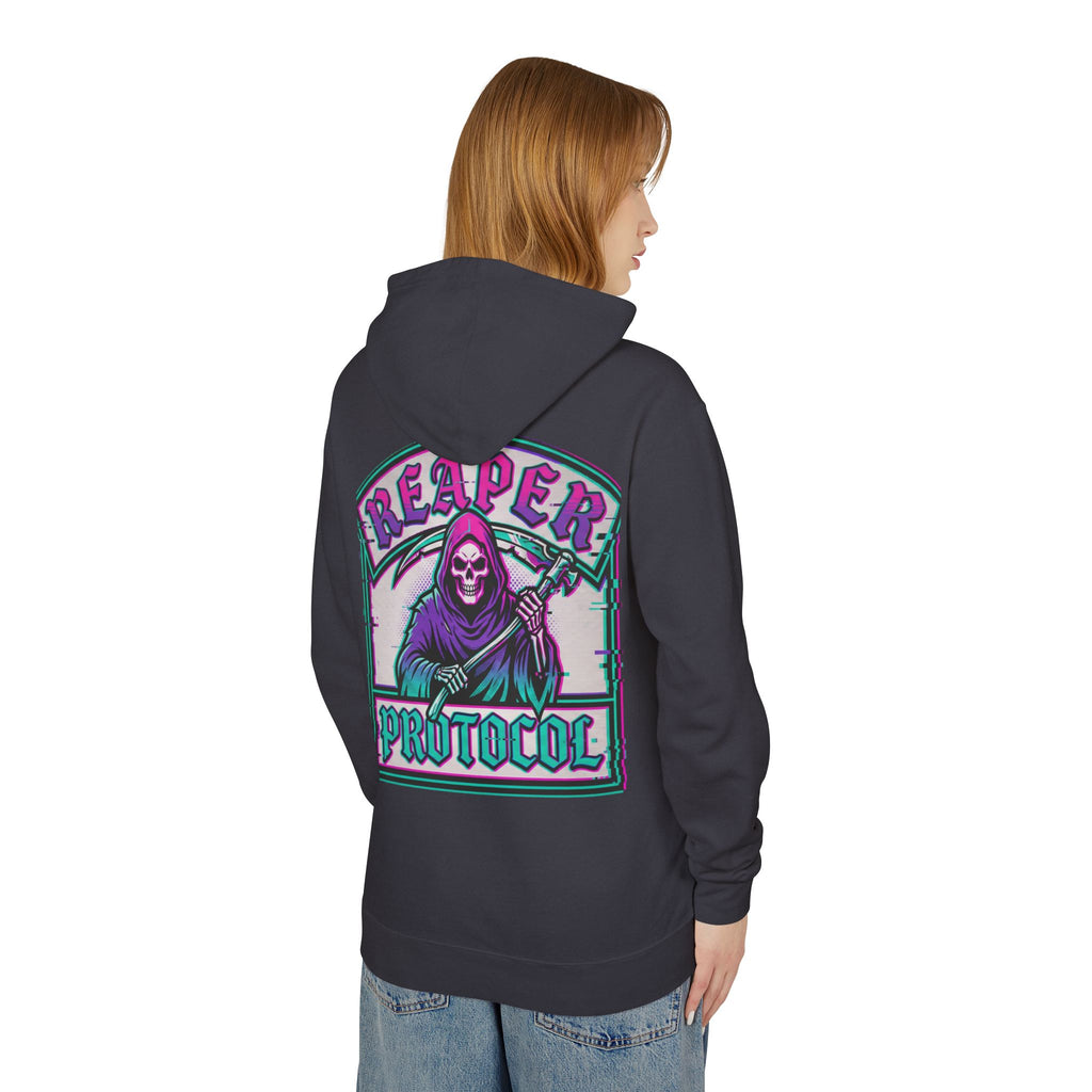 Dream records Reaper Protocol Hoodie — Gothic Rose Skull Graphic Pullover