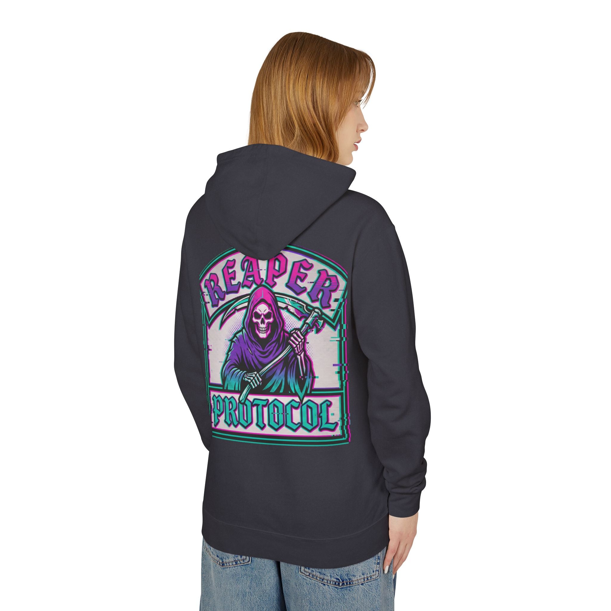 Dream records Reaper Protocol Hoodie — Gothic Rose Skull Graphic Pullover