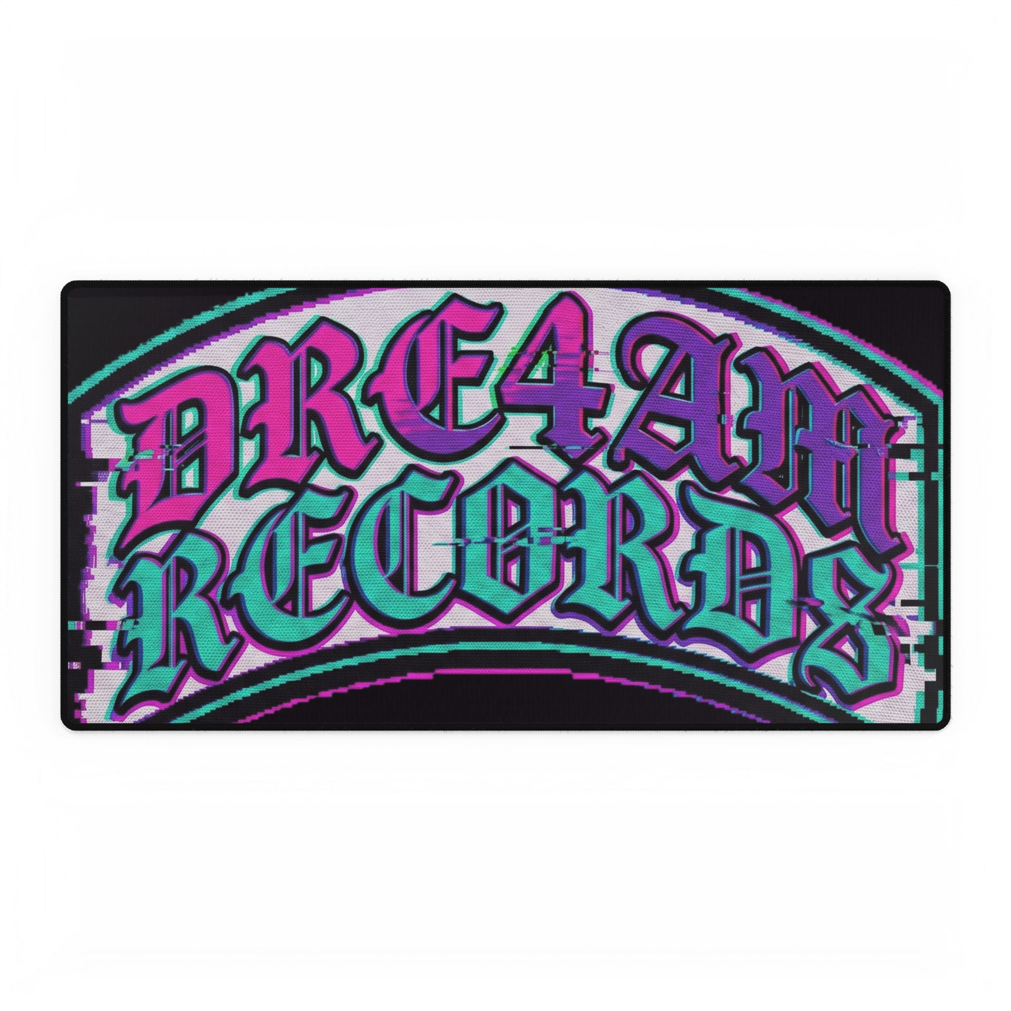 Dream Records Retro Gothic Desk Mat – Neon Vaporwave Gaming Mousepad