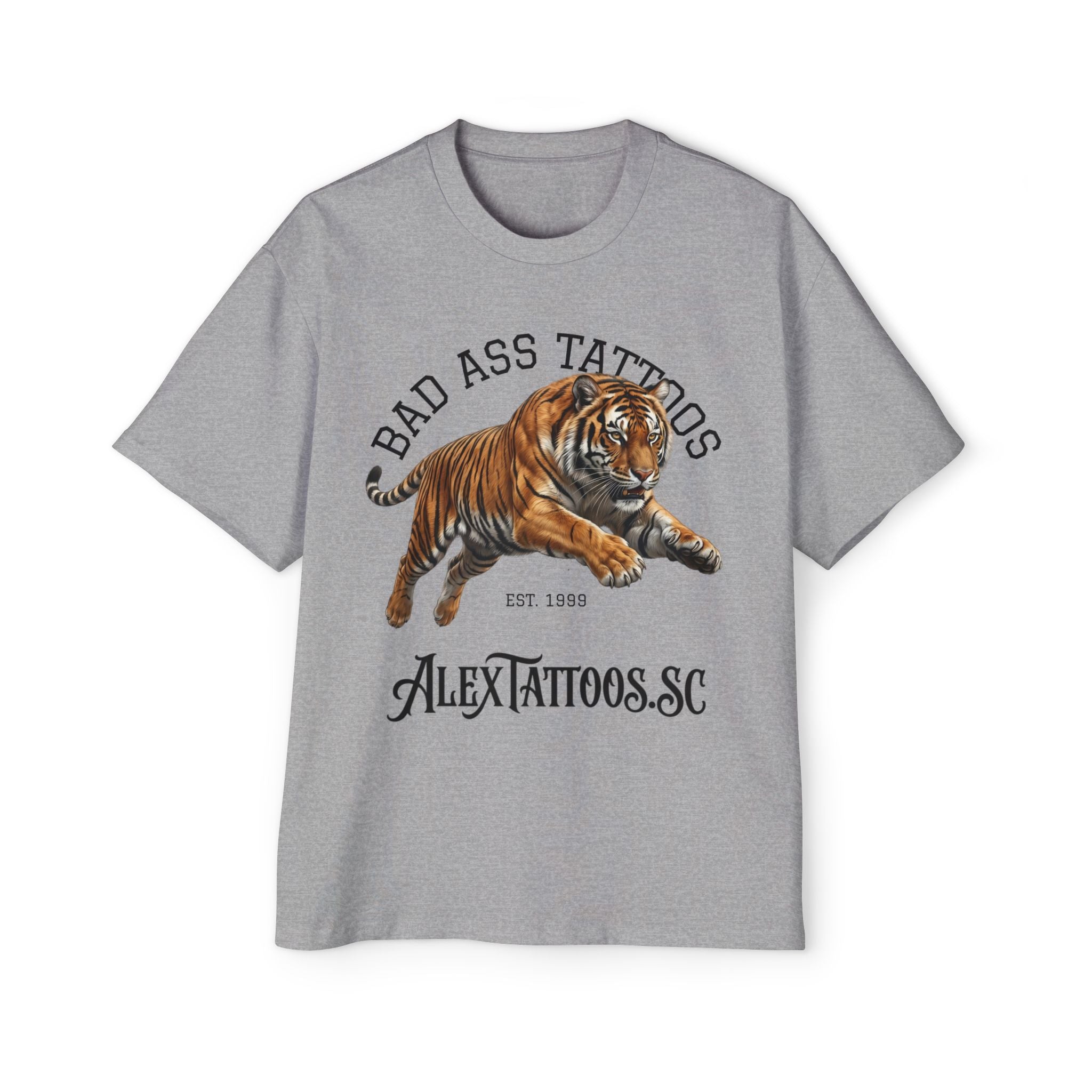 Tiger Tattoo Shop Tee — "Bad Ass Tattoos" AlexTattoos.SC Graphic T-Shirt