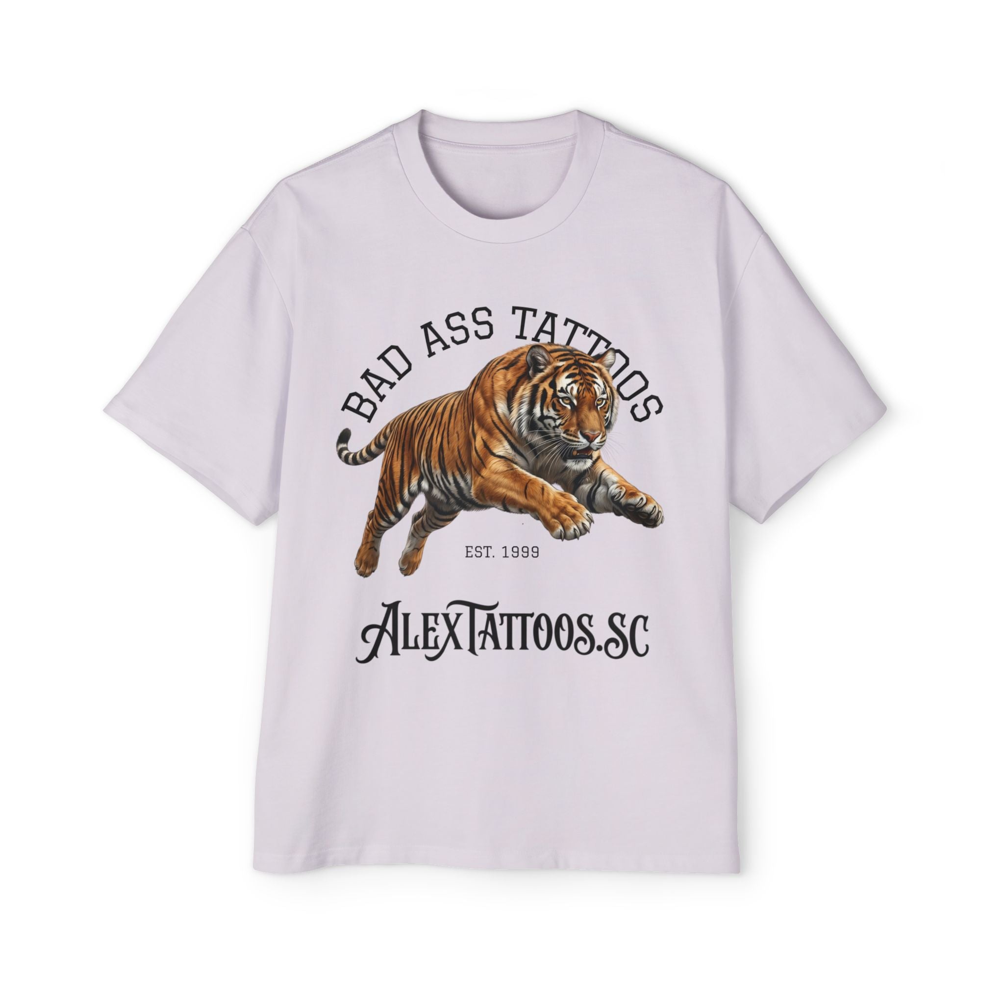 Tiger Tattoo Shop Tee — "Bad Ass Tattoos" AlexTattoos.SC Graphic T-Shirt