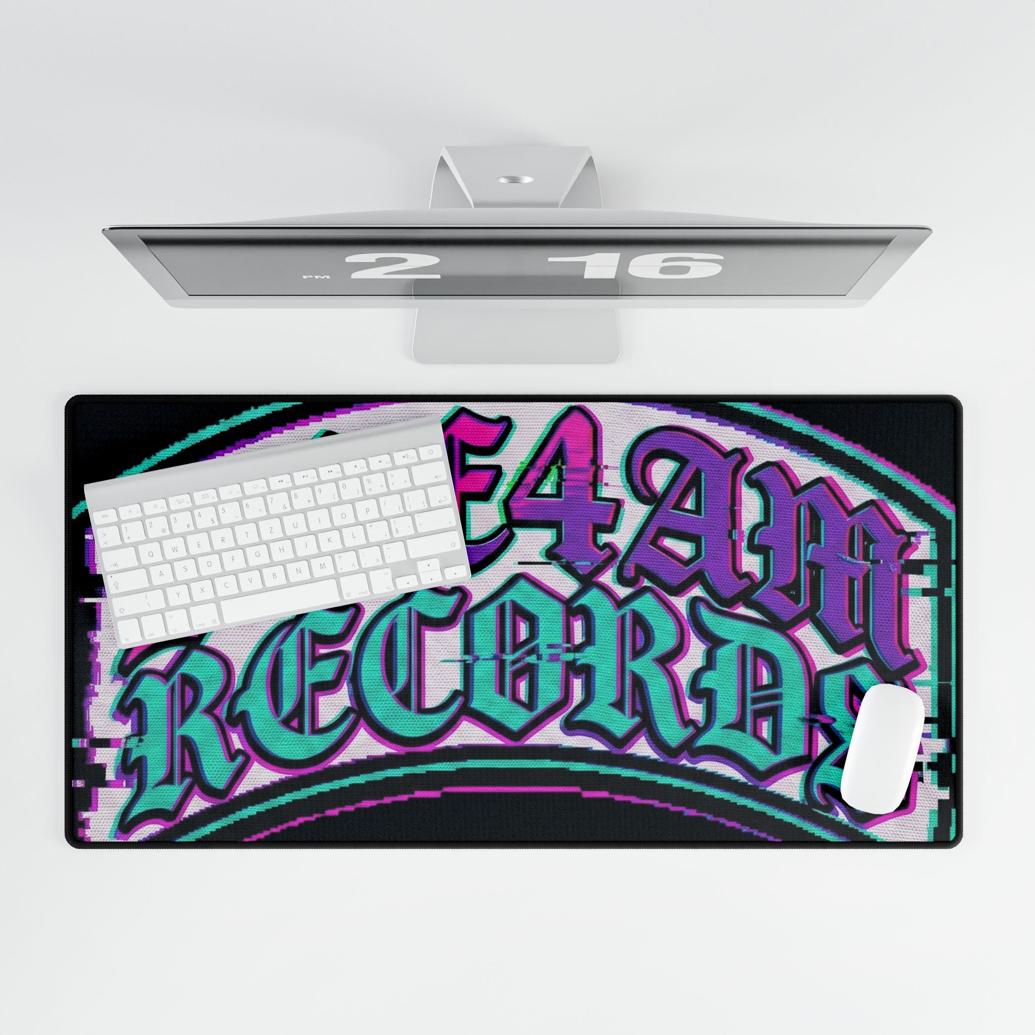 Dream Records Retro Gothic Desk Mat – Neon Vaporwave Gaming Mousepad