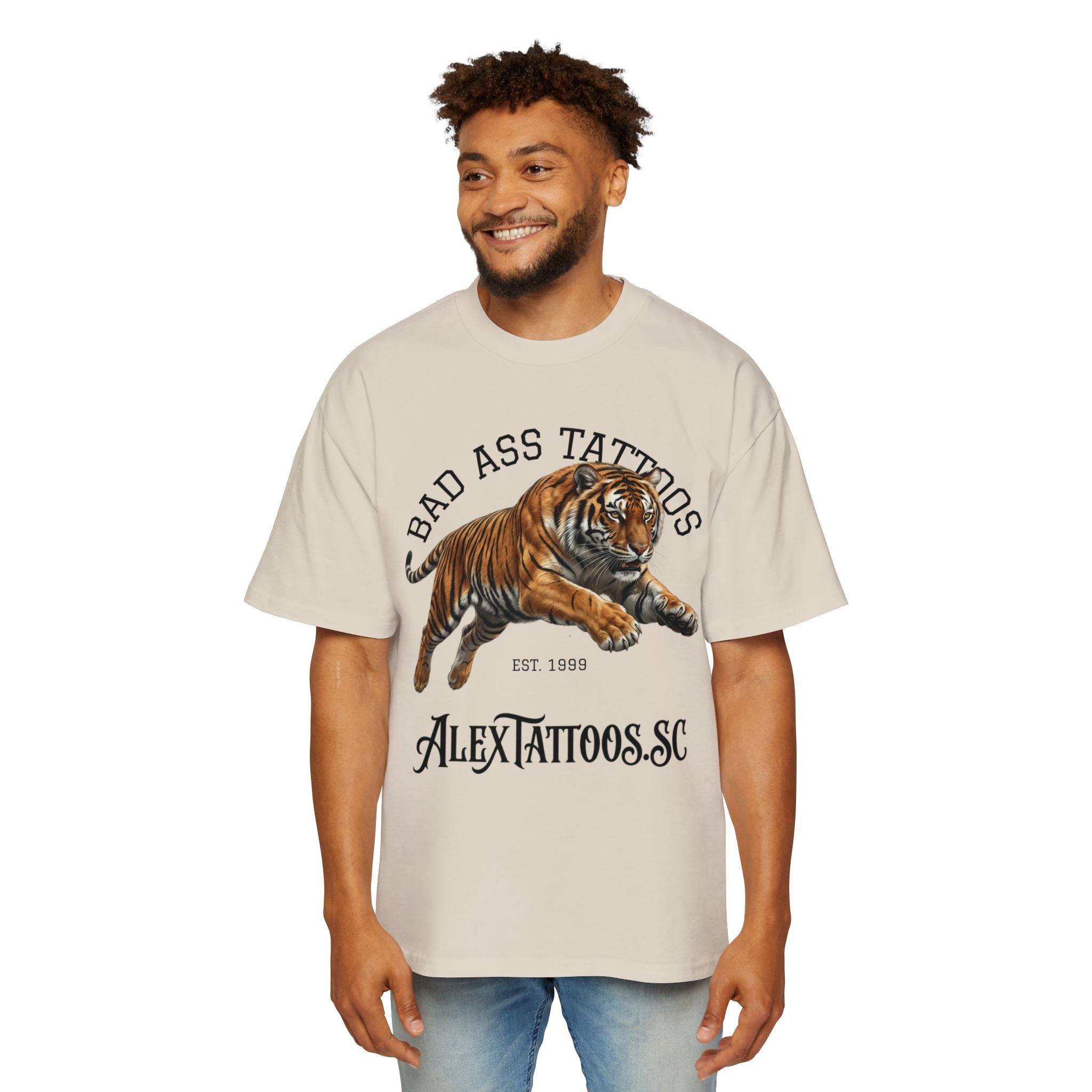 Tiger Tattoo Shop Tee — "Bad Ass Tattoos" AlexTattoos.SC Graphic T-Shirt