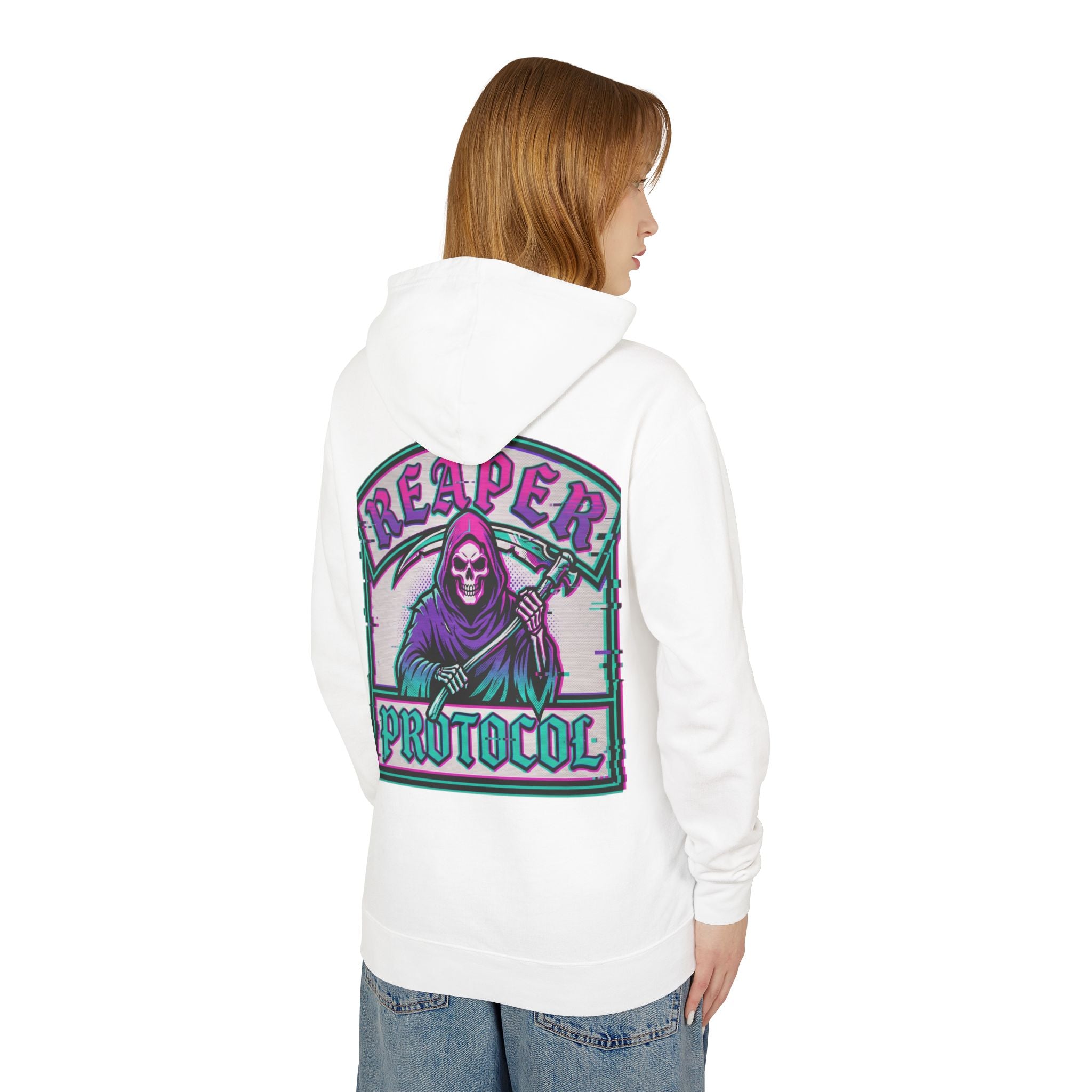 Dream records Reaper Protocol Hoodie — Gothic Rose Skull Graphic Pullover