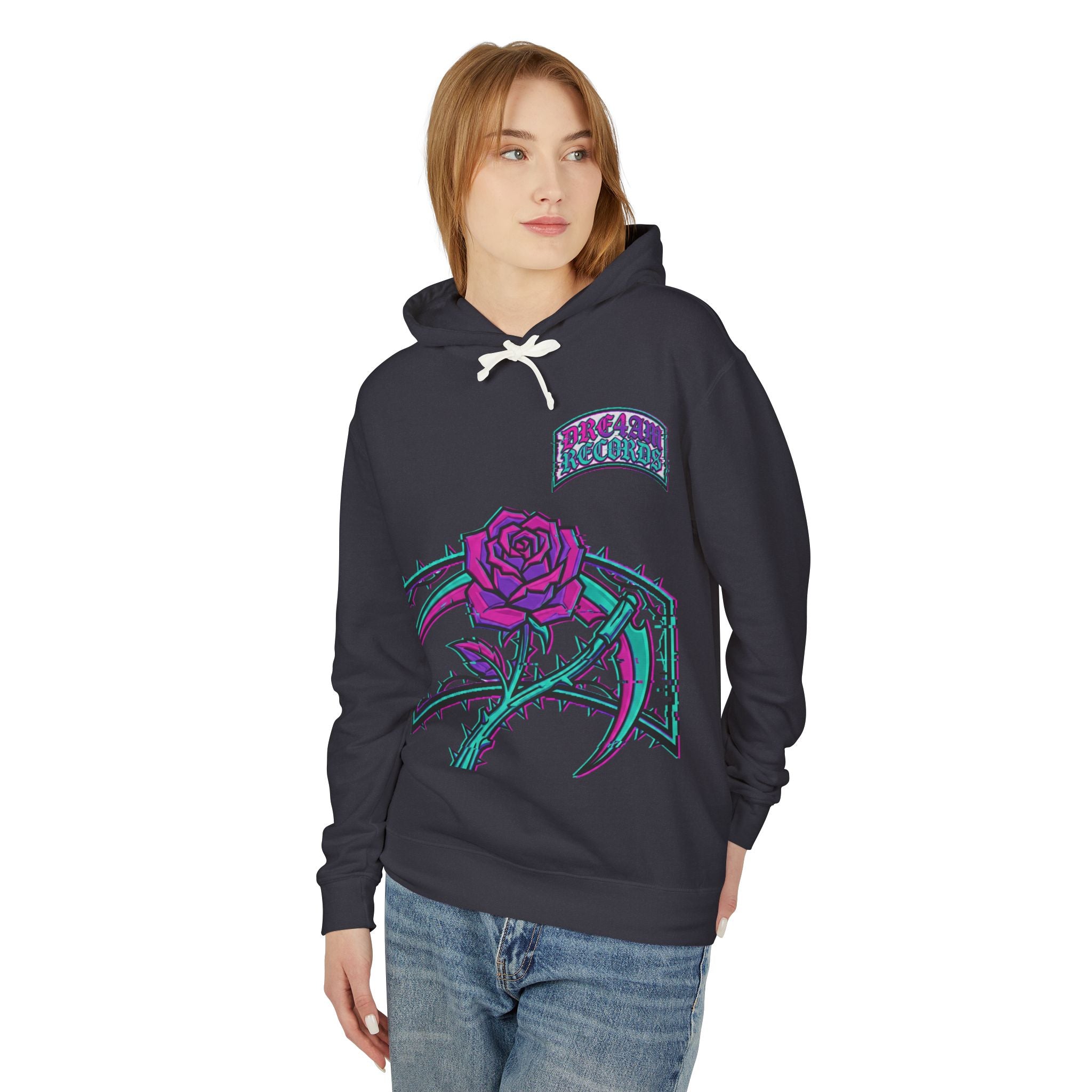 Dream records Reaper Protocol Hoodie — Gothic Rose Skull Graphic Pullover