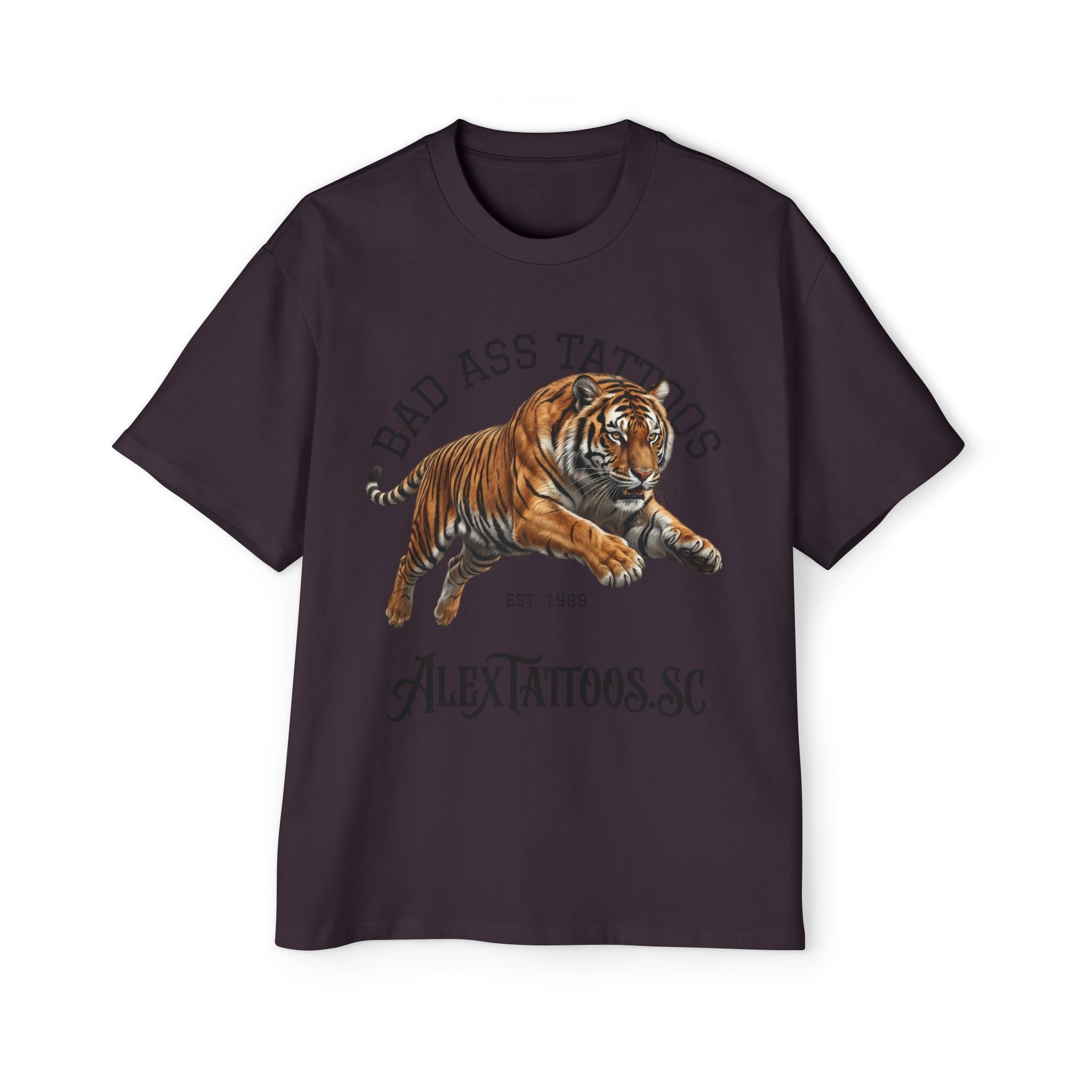 Tiger Tattoo Shop Tee — "Bad Ass Tattoos" AlexTattoos.SC Graphic T-Shirt