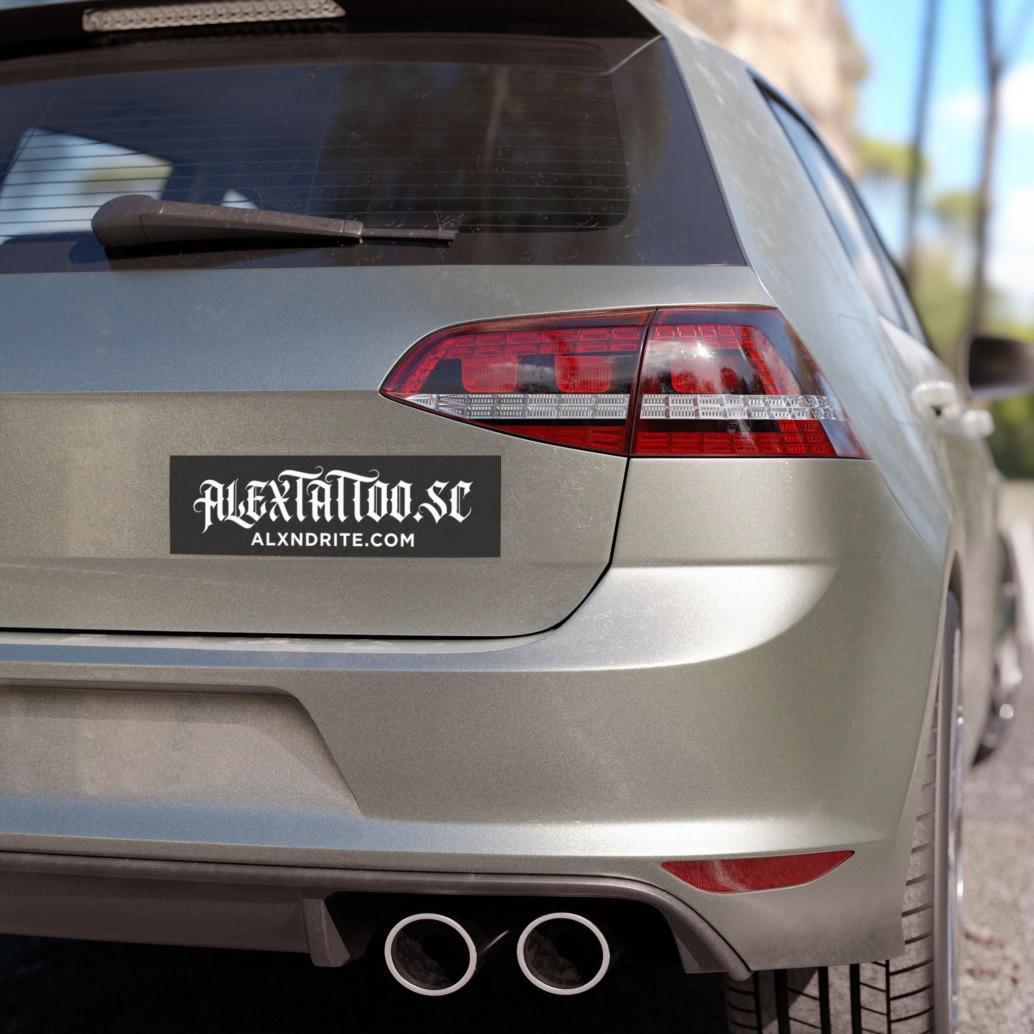 Car Magnet — Gothic Logo 'ALEXTATTOO.SC' with Website URL