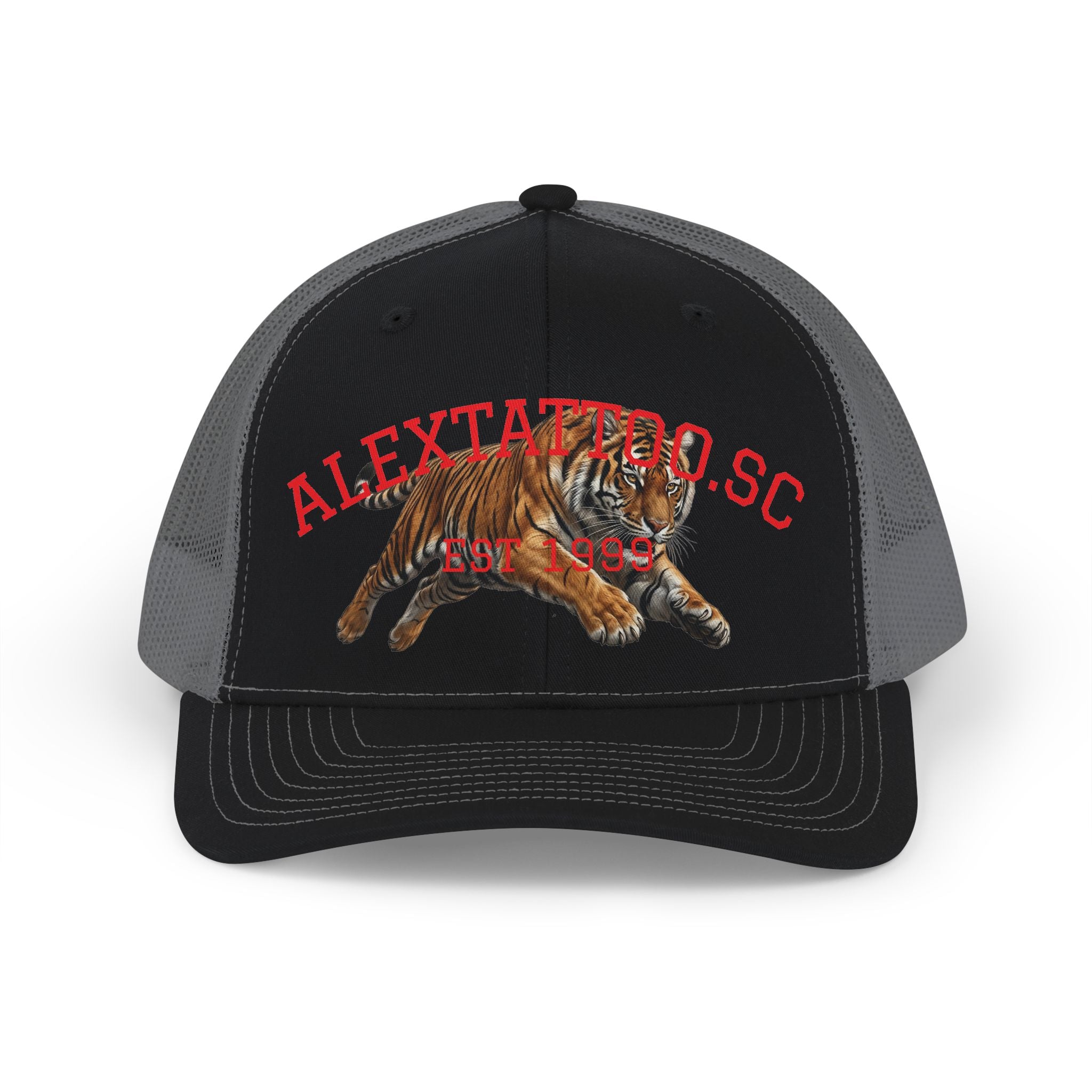 Tiger Patch Trucker Cap - Vintage Leaping Tiger Snapback Hat