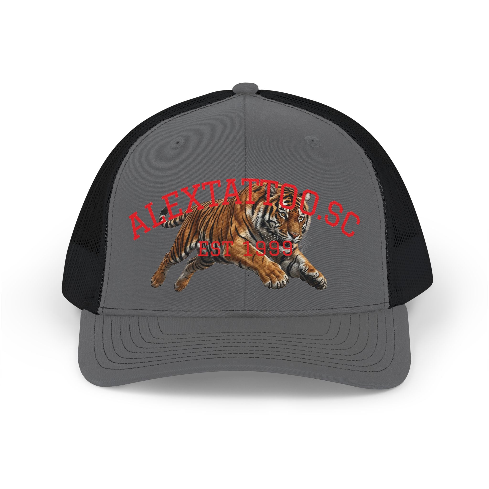 Tiger Patch Trucker Cap - Vintage Leaping Tiger Snapback Hat