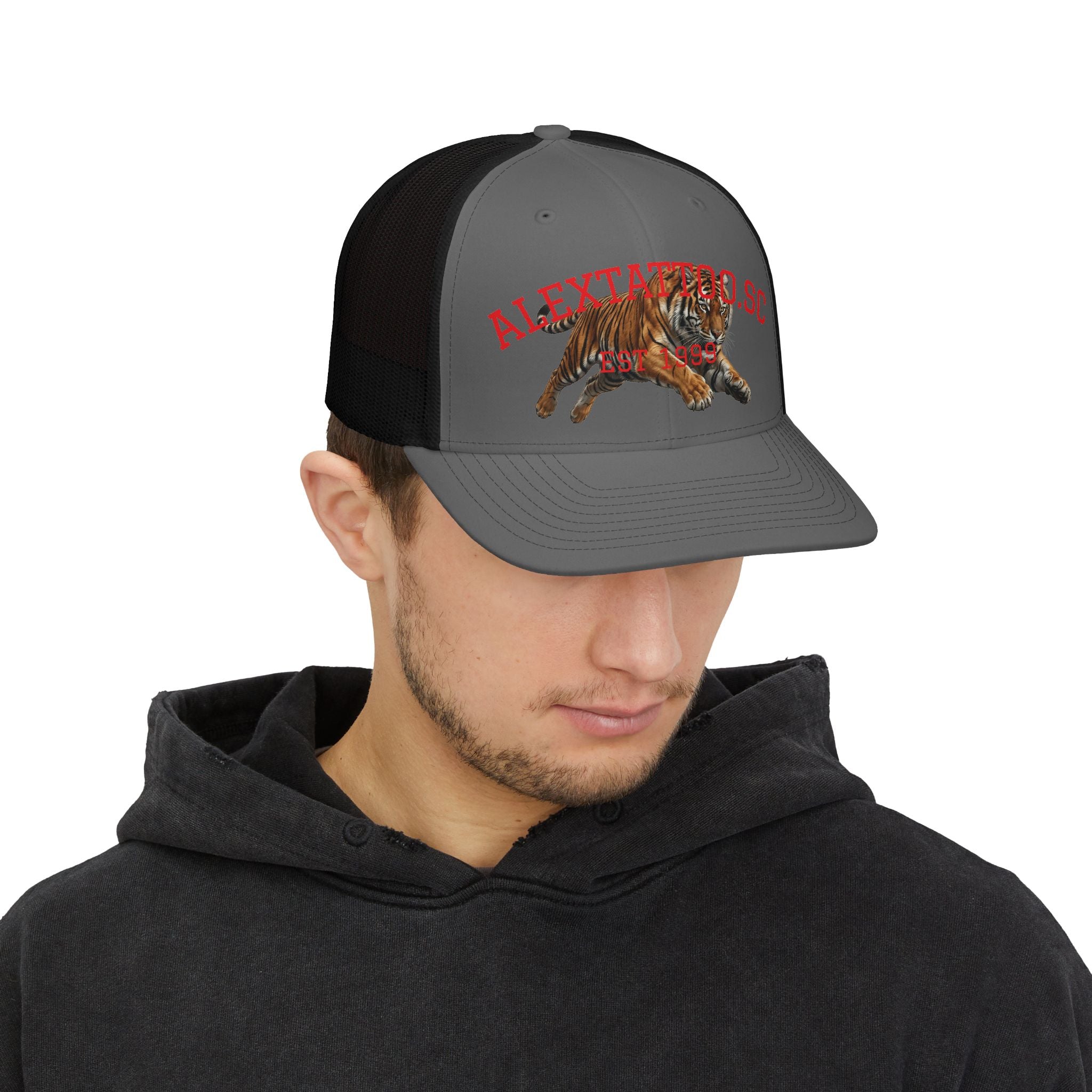 Tiger Patch Trucker Cap - Vintage Leaping Tiger Snapback Hat
